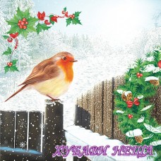 Салфетка- K016 Bullfinch on the Fence